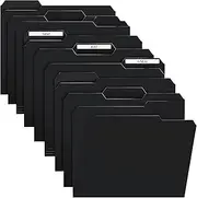 Marati 9 Pack Plastic File Folders,Black Manilla Folders Letter Size,1/3-Cut Tabs Poly Filing Folder,Durable Document Organizer for Desk Holder Cabinet Drawer, 8.5 x 11 Inches