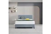 Linen Fabric Queen Bed Deluxe Headboard Bedhead - Berlin Blue