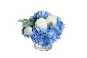 Glamorous Fusion Hydrangea Artificial Fake Plant Decorative Mixed Arrangement 25cm In Glass