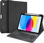 ProCase for iPad 11th (A16) 11-inch 2025 / 10th Generation Case with Keyboard 10.9 inch 2022, PU Leather Case with Magnetically Detachable Wireless Keyboard -Black