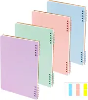4 Pack A5 Spiral Notebook with 60 Pcs Tabs, Assorted Colors Line Journal, Hardco