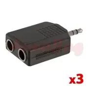 3PCS 3.5mm Stereo Plug to Dual 6.35mm Stereo Jack Adapter Audio Cable Y-Splitter