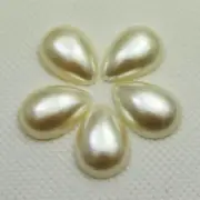 100 Ivory Tear Drop Half Pearl Bead 13X18mm FlatBack Cabochon Scrapbook Craft