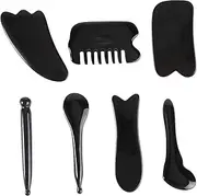 1Set Massage Scrapers Set for Body Face Black Tools for Muscle Relief Skincare Portable Massage Boards for Neck Shoulder Back and Legs
