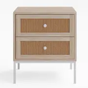 Rattan Cane Bedside Table with Drawers