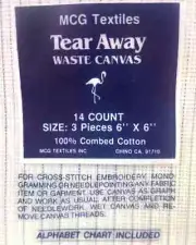MCG Textiles Tear Away Waste Canvas 14 Count Cross Stitch Embroidery 3 Pc 6 x 6"