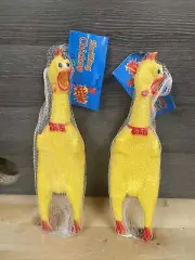 2 Pack Squeeze Shrilling Screaming Rubber Chicken Toy Squeaker New