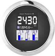 Multifunction Gauge RPM Oil Pressure Water Temperature Voltage Display for Construction Machinery Mining Excavators Trucks 3.3in White (Black)