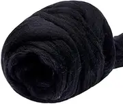 3.53oz Wool Roving Yarn, Wool Felting Supplies, Pure Wools, Chunky Yarn, Spinning Wool Roving for Needle Felting Wet Felting DIY Hand Spinning (Black)