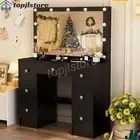 Dressing Table Wood Makeup Desk with Large LED Mirror 7 Drawers Storage Bedroom