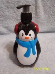 Christmas Penguin Hand Soap Refillable Dispenser With Sugar Frosting Soap New