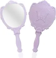 Embossed Butterfly Handheld Mirror with Folding Handle, Princess Style