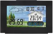 Wireless Weather Station, Color Screen Touch-Type Weather Clock Indoor and Outdoor Temperature and Humidity Meter, LCD Digital Weather Station for Home Office Bedroom Garden