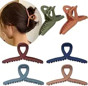 Whaline Big Hair Claw Clips 6 Color Twisted Matte Jaw Hair Clips Butterfly Claws 4.3 Inch Large Nonslip Strong Hold Hair Styling Accessories for Women Girls Thin Thick Fine Hair