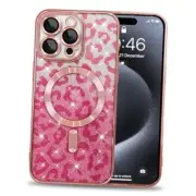 for Magnetic Glitter Case [Compatible with MagSafe] iPhone 15 Pro Max Pink