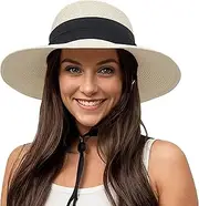 Lanzom Sun Hats for Women Wide Brim Straw Hat Summer Beach Hat Foldable Packable Cap for Travel Outdoor