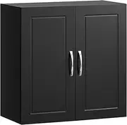 SoBuy Black Wall Storage Cabinet Unit with Double Doors Kitchen Storage Cupboard FRG231-SCH