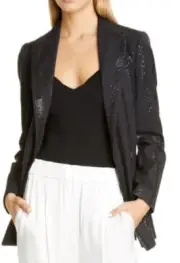 Brunello Cucinelli black sequins $6995 belted blazer jacket
