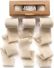JEDIA Chiffon Ribbon, 3 Rolls Champagne Beige Ribbon for Gift Wrapping, 1.5" x 7Yd Chiffon Ribbon Set for Wedding, Bouquet Wrap, Bridal Bouquets, Wedding Invitations, DIY Crafts
