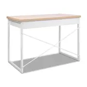 Steel Frame Desk with Drawer - White and Oak