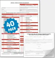 Annual Vehicle Inspection Report Form 3-Ply Carbonless and Label 2-ply, 40-PACK.