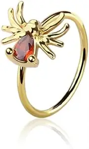 [Pierced Owl] 20GA 316L Stainless Steel CZ Crystal Red Belly Spider Bendable Nose Ring