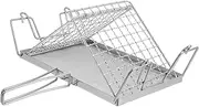 MOLUCKFU Stainless Steel Toast Rack Barbecue Grill Hot Dogs Grills Toaster Hot Dog Holders Bacon Rack BBQ Food Flipper Grill Net for Stove Camping Grill Hot Dog Roaster Accessories Silver