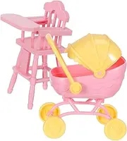 Vaguelly Toy High Chair for Dolls Boys and Girls Stroller for Doll Play Mini Carriage Portable Lightweight Play Accessory