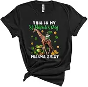 [Generic] This is My St. Patrick's Day Pajama Shirt, Lovely Gnome Riding Giraffe, Gnomies Shamrocks Unisex T-Shirt