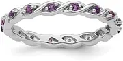 [Stackable Expressions] 2.5mm 925 Sterling Silver Polished Prong set Stackable Amethyst Ring Size 7-Stackable-Ring for Women