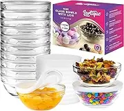 Lartique Mini 3.5 Inch Small Glass Bowls with Lids - Small Bowls Perfect for Prep, Dips, Nuts, or Candy - Meal Prep Bowls or Dessert Bowls, Set of 12