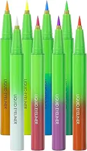 Liquid Eye Liner - Colored Neon Liquid Eyeliners Pen 8x | Long Lasting Waterproof Smudge-Proof Bright Colors Eye Makeup for Women
