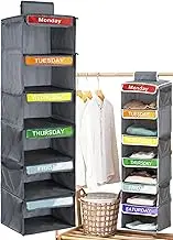 Weekly Clothing Organiser for Children, Outfit Planner for Children's Day, 6 Shelf Closet Storage Organiser, Toddler Week Clothing Organiser, Premade Children's Clothes, Hanging Weekly Outfi