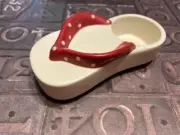 YANKEE CANDLE FLIP FLOP TEA LIGHT CANDLE HOLDER RED WITH WHITE POLKA DOTS