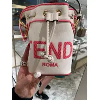 在飛比找蝦皮購物優惠-FENDI new 米色刺繡帆布 Fendi Roma 迷你