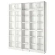 BILLY / OXBERG bookcase comb with extension units, white/clear glass, 200x30x237 cm