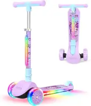 A10 Scooter for Kids Ages 3-12 with Light-Up Stem & Deck &Wheels 3 Wheel Folding