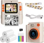 Kids Camera Instant Print 1080P HD Video Digital Camera with 32G Card & Print Paper and 2.0 Inch Screen, Perfect for Photography, Videography & Selfies, Ideal Toy Kids