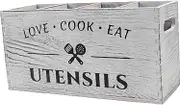 GREENADSCAPE Wooden Utensil Holder with Detachable Compartments Farmhouse Storage Box for Organized Cutlery for Western Restaurants and Home Kitchens