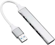 Portable USB Hub USB Adapter 4-in-1 Aluminum Alloy Hub with USB2.0/USB3.0 Ports Wide Compatibility Silver VCXN