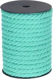 sourcing map Cotton Rope 3 Strand Twisted Braided Rope Cord, Water Green 23m/25 Yard 10mm Dia for Wall Hanging, Plant Hanger, Knitting, Macrame Knotting