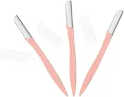 HONMEET 3pcs Stainless Steel Eyebrow Razors Pp Handles for Men Women for Travel Makeup Tool Kit