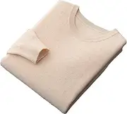 [Jegsnoe] 100% Pure Merino Wool Sweater Men's Crewneck Pullover Tops Autumn Winter Thin Sweater