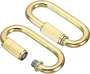 uxcell 5mm Copper Chain Quick Links, 2 Pack Screw Locking Chain Connector Oval Snap in Ring Hook Clips for Chandelier Backpack Tent, 88 lbs Brass Tone