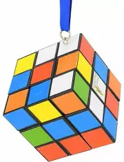 NO PACKAGING Christmas Ornaments Colored Cube Puzzle with Blue String! Solvable!