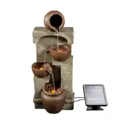 Teamson Home 28" Cascading Bowls with Solar LED Lights Outdoor Water Fountain