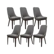Claire Set of 6 Dining Chair Genuine Leather Solid Rubber Wood Frame Dark Brown