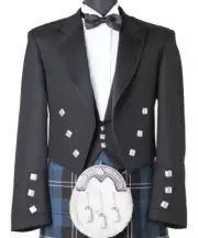 Men's Prince Charlie Kilt Jacket With Vest Men's 100% Wool Wedding Jacket