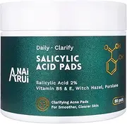 ANAiRUi 2% Salicylic Acid Acne Pads, Exfoliating Face Pads, Facial Cleansing Pads for Blackheads, Acne and Stains, Face Exfoliating Peel Pads, 80 Pieces