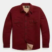 RRL Ralp Lauren Vintage Inspired Sherpa Fleece Lined Overshirt Jacket-MEN- XL